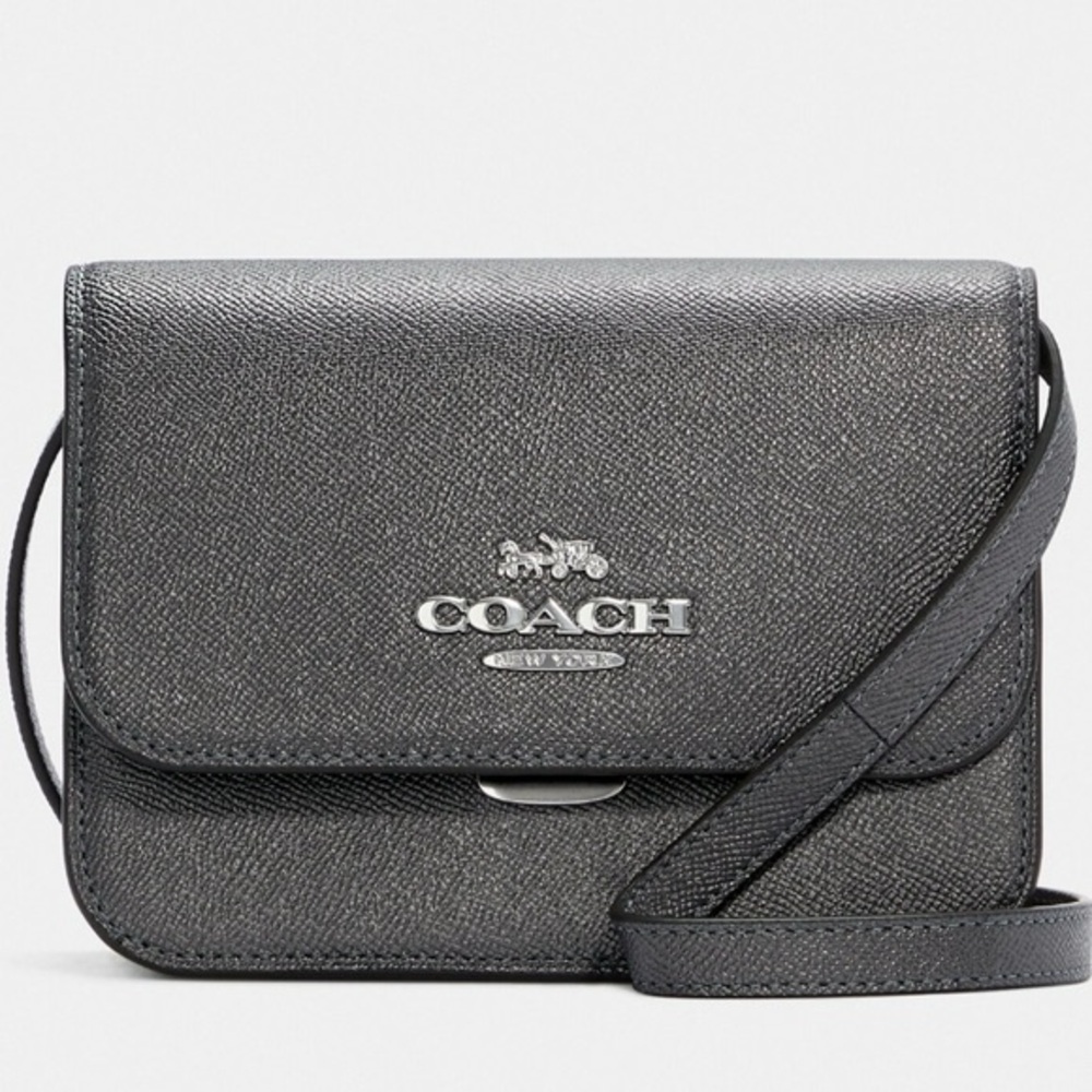 COACH MINI BRYNN CROSSBODY 
SILVER/METALLIC GRAPHITE NWOT